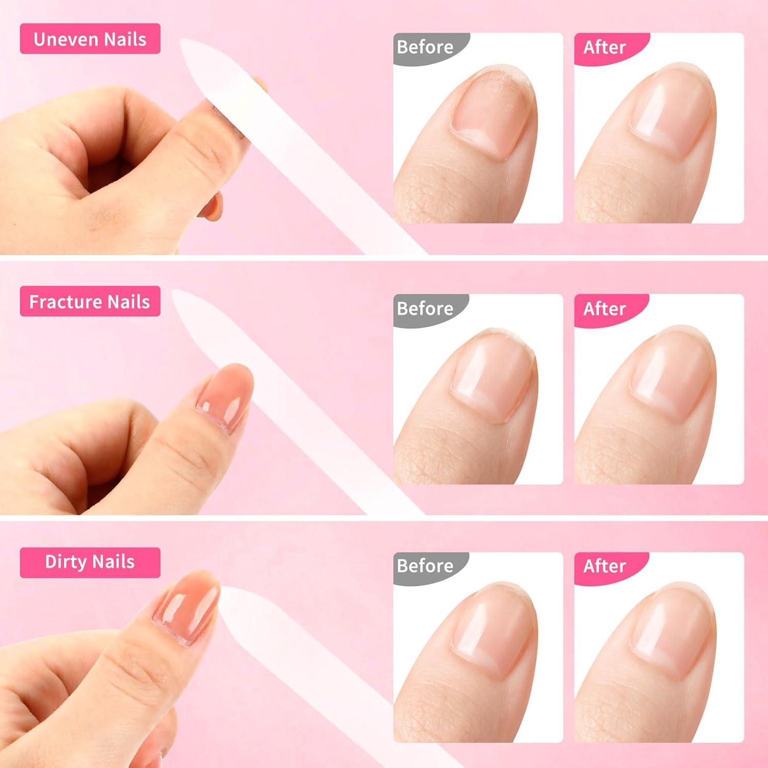 Lima de Uñas de Vidrio Heemeei Doble Cara 180/320 Grano Rosa