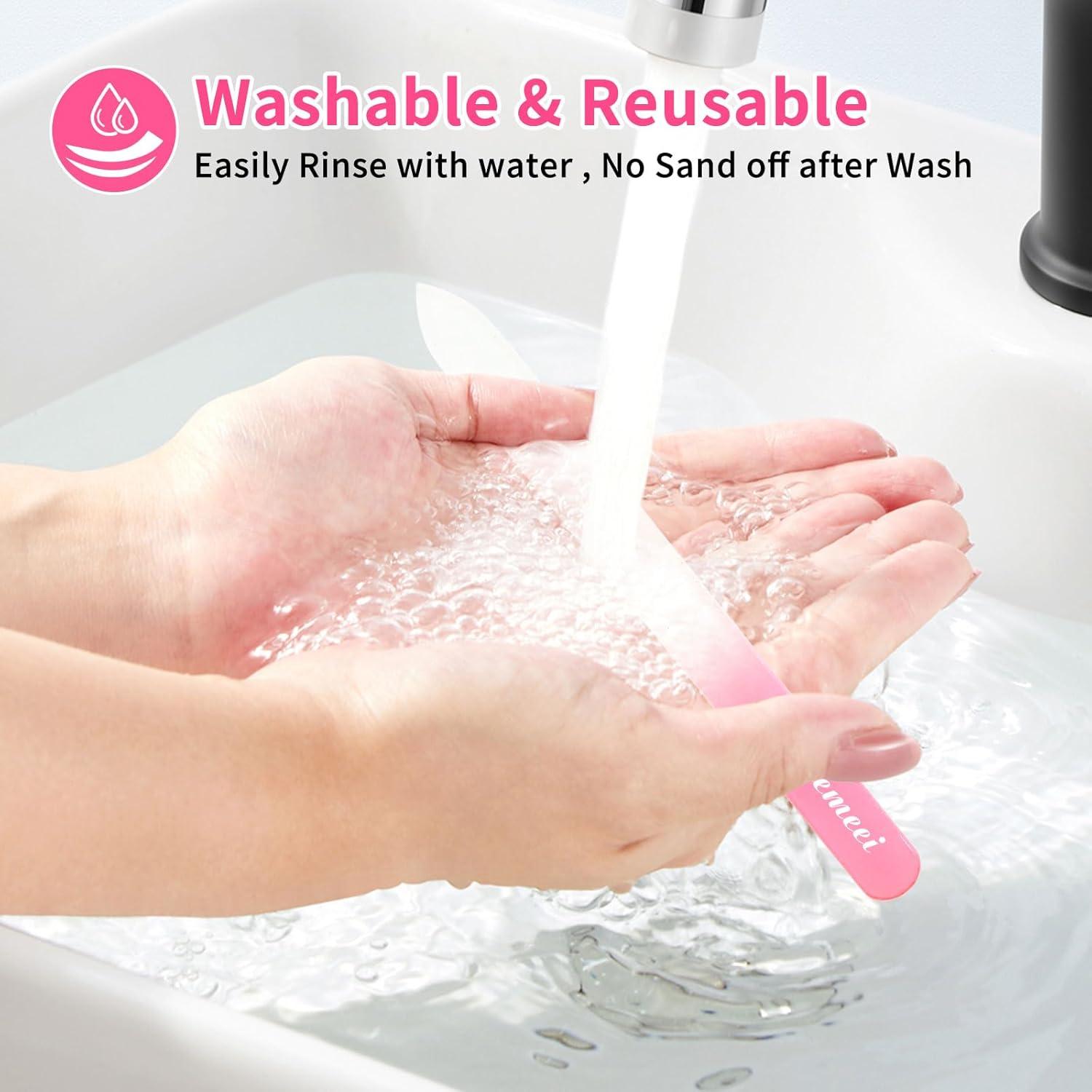 Lima de Uñas de Vidrio Heemeei Doble Cara 180/320 Grano Rosa