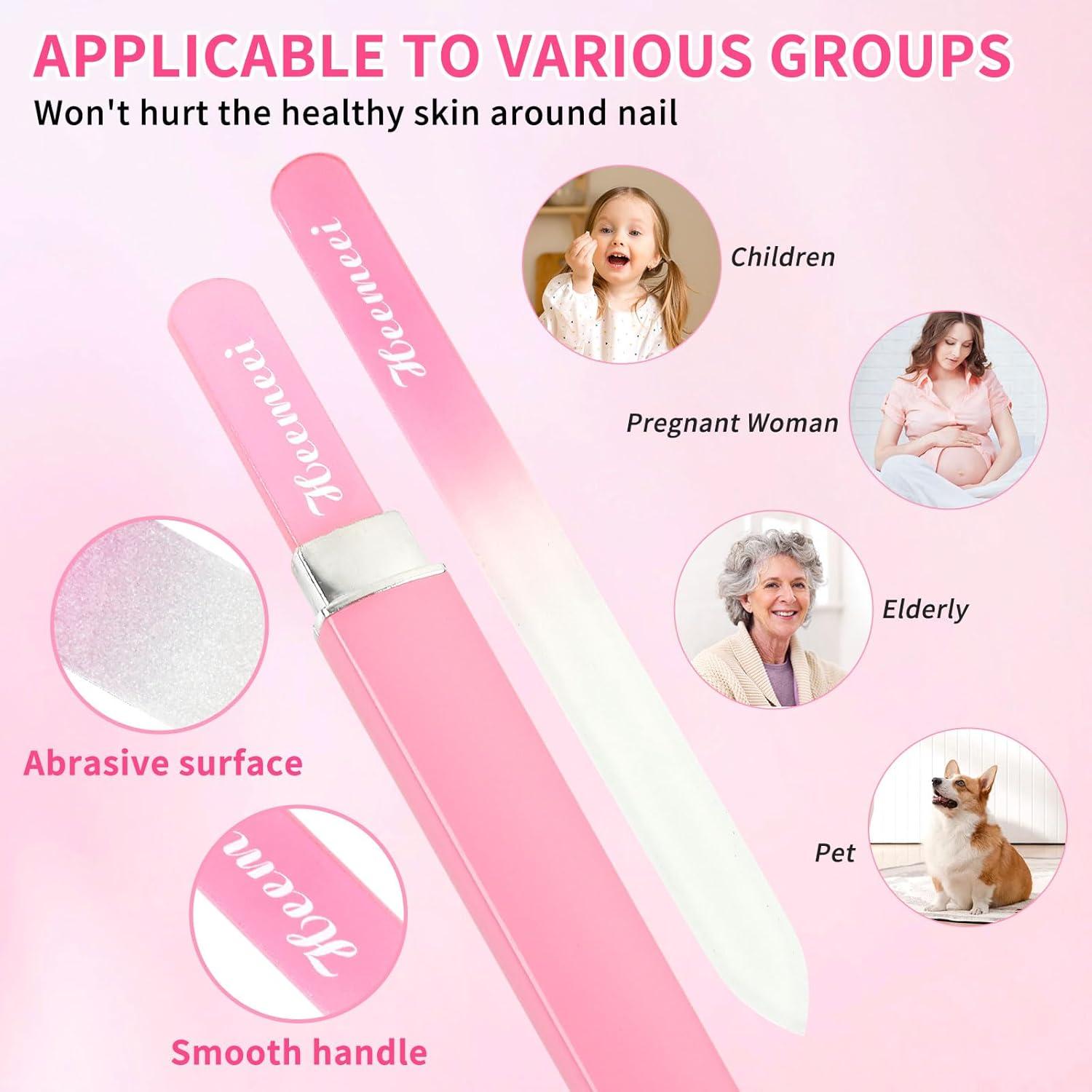 Lima de Uñas de Vidrio Heemeei Doble Cara 180/320 Grano Rosa