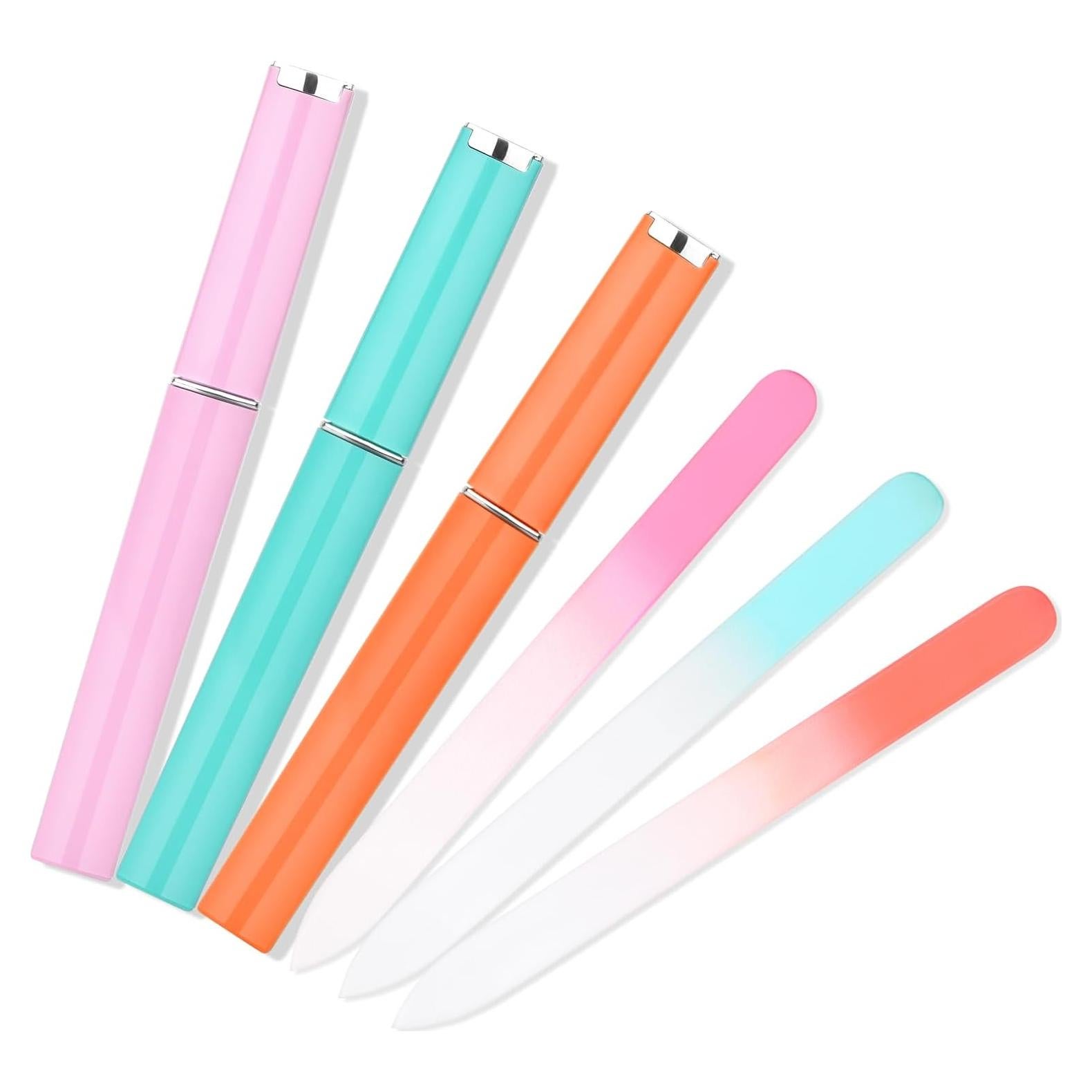 KADS Lima de Uñas de Cristal Profesional - 3 Piezas con Estuche