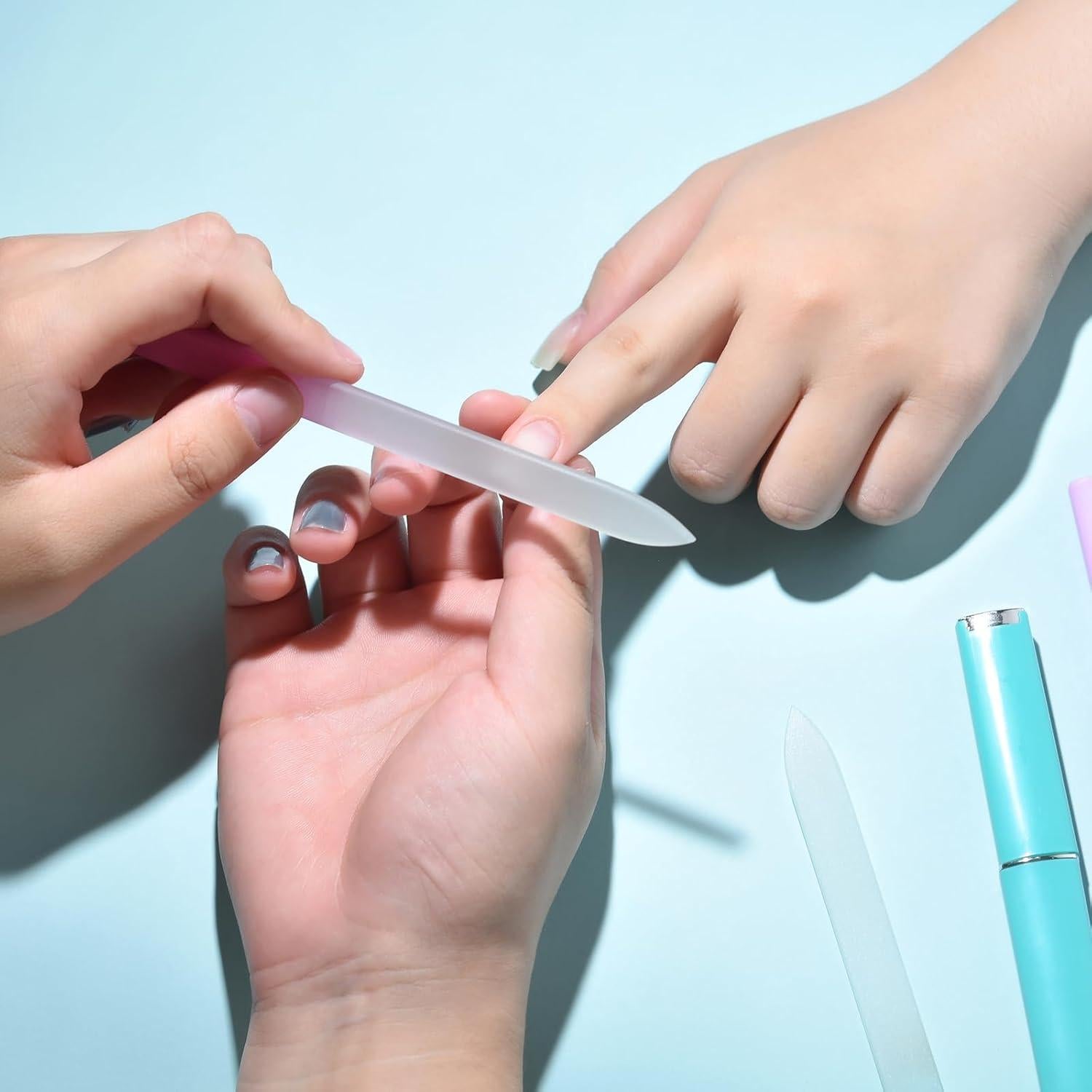 KADS Lima de Uñas de Cristal Profesional - 3 Piezas con Estuche