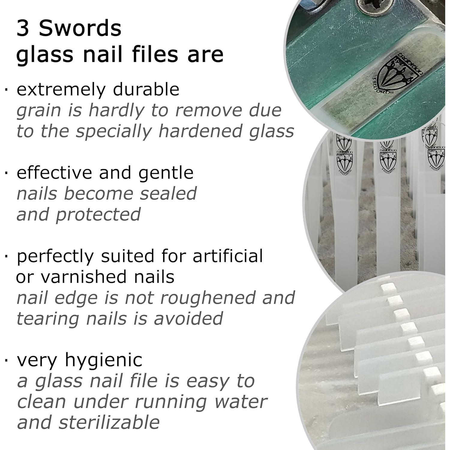 Lima de Uñas de Vidrio 3 Espadas Alemania Doble Cara 11.5 cm