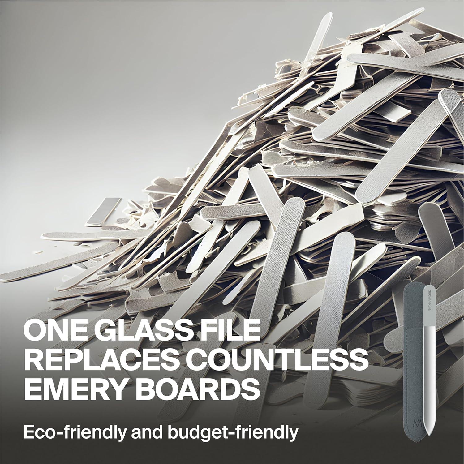 Lima de Uñas de Cristal GERMANIKURE 3 Pack Estuche Cuero