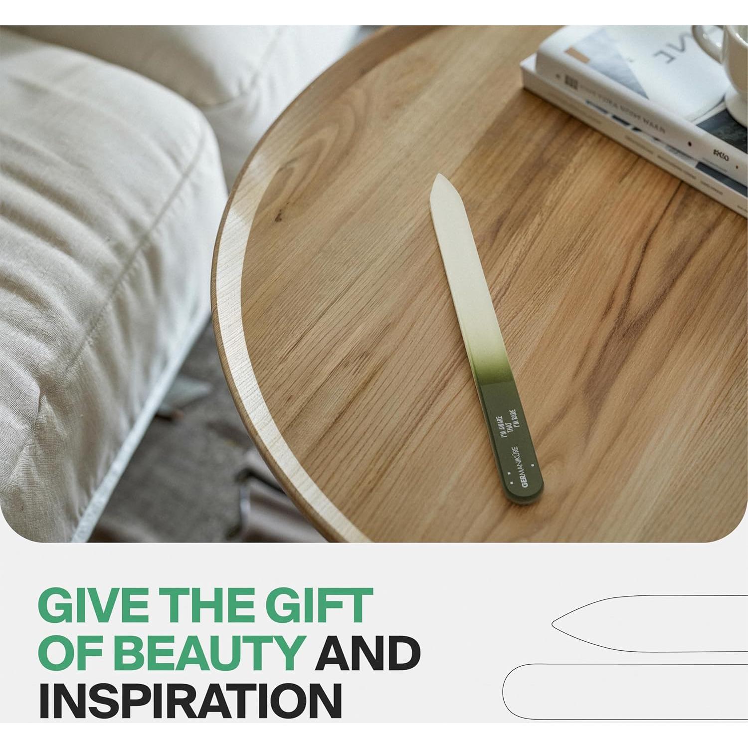 Lima de Uñas de Cristal GERMANIKURE 3 Pack Estuche Cuero