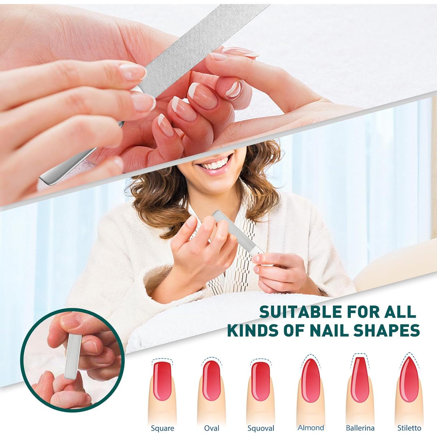 Lima de Uñas de Vidrio y Metal Lobodt - Portátil con Funda