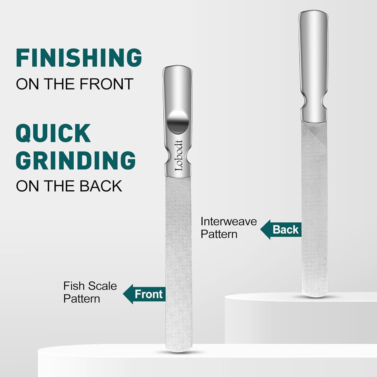 Lima de Uñas de Vidrio y Metal Lobodt - Portátil con Funda