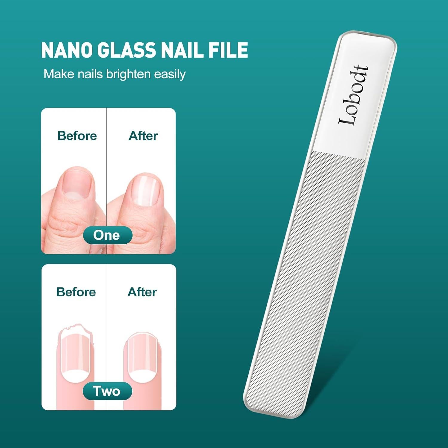 Lima de Uñas de Vidrio y Metal Lobodt - Portátil con Funda