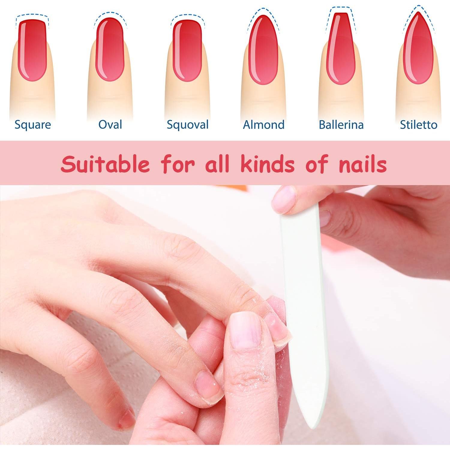 Limas de Uñas de Vidrio Mudder - 12 Piezas con Estuches