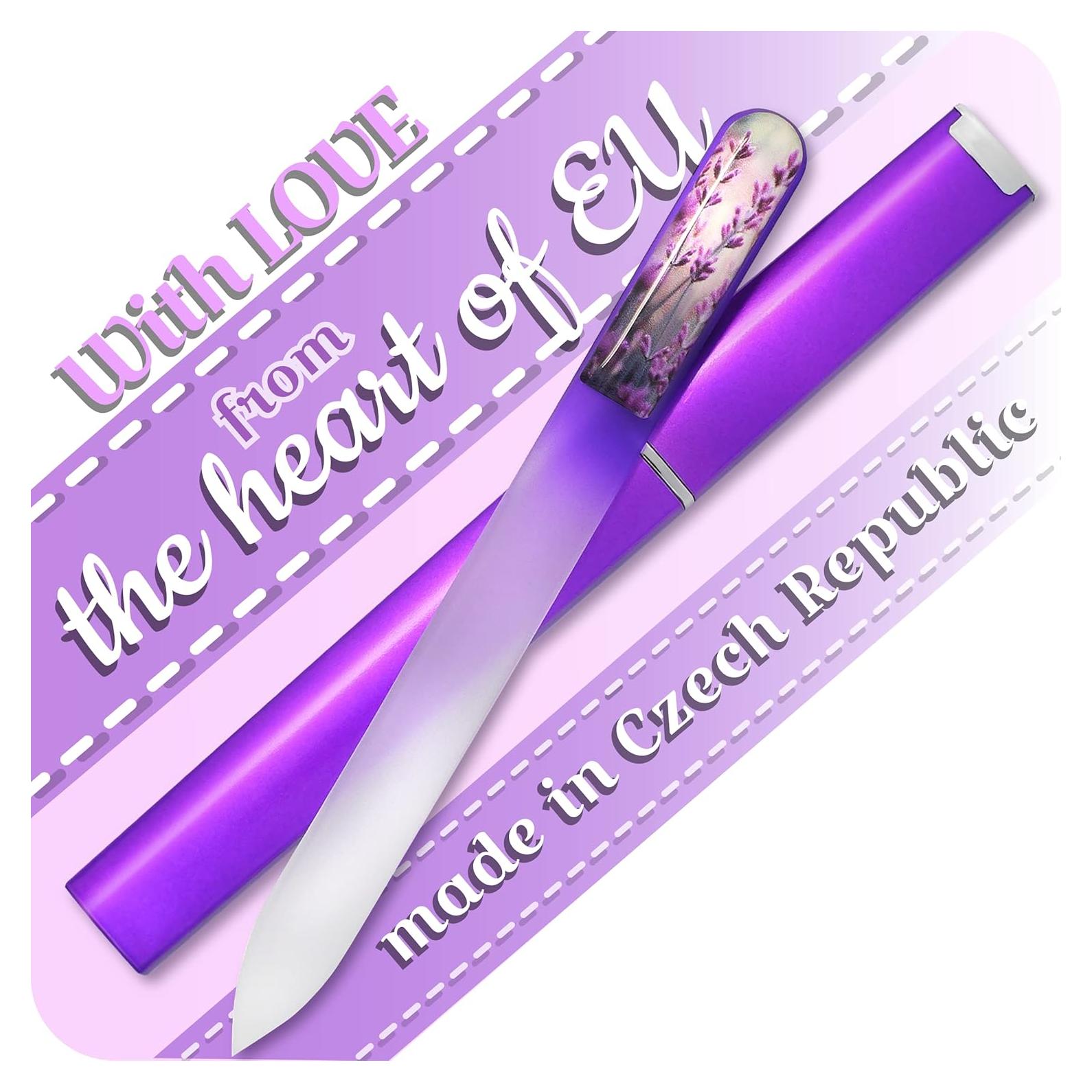 Lima de Uñas de Cristal Gladzy 16cm Doble Cara con Estuche