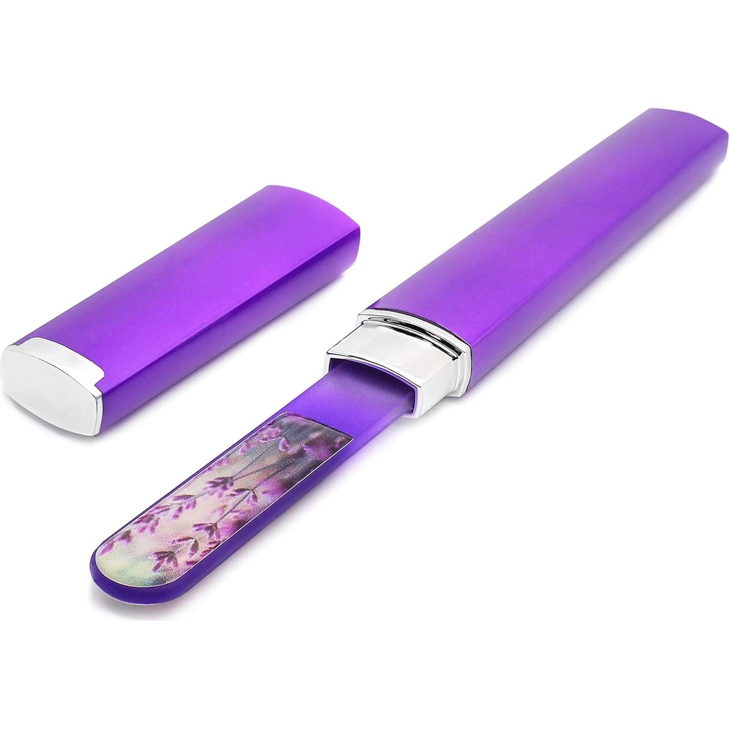 Lima de Uñas de Cristal Gladzy 16cm Doble Cara con Estuche