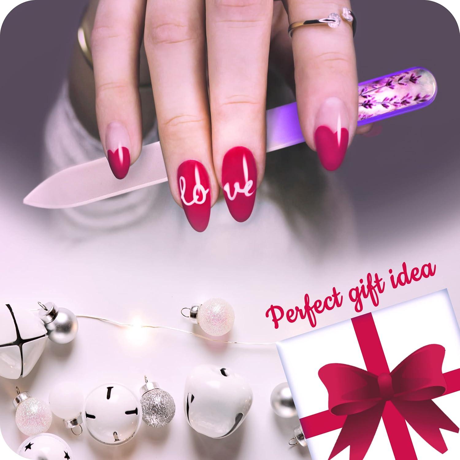 Lima de Uñas de Cristal Gladzy 16cm Doble Cara con Estuche