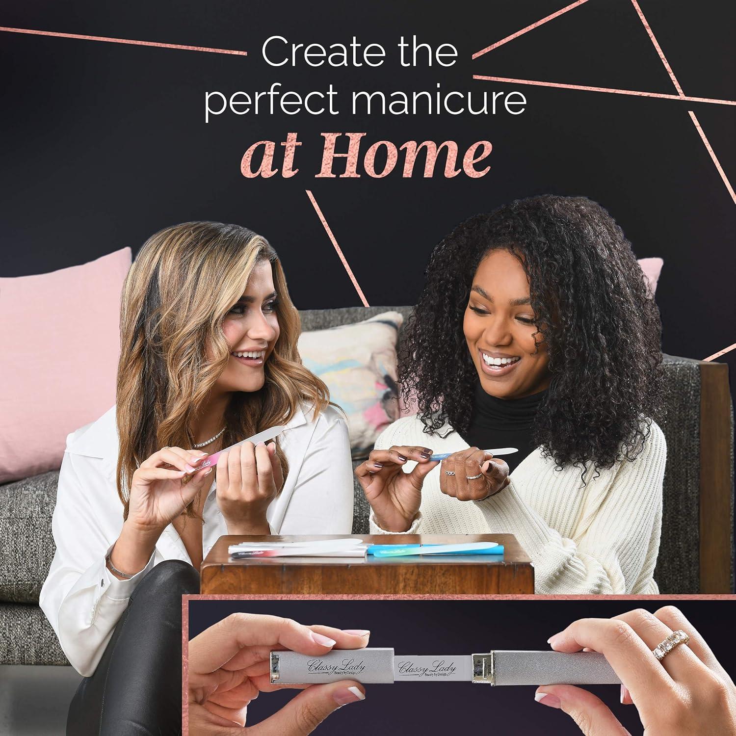 Lima de Uñas de Cristal ClassyLady - Azul y Amarillo con Estuche