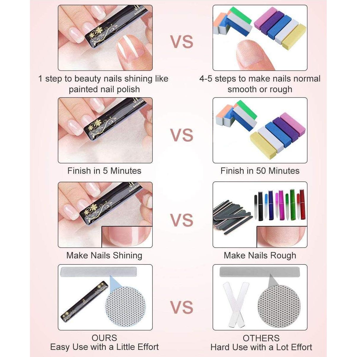 Lima de Uñas de Nano Vidrio beUakso con Estuche y Pulidor