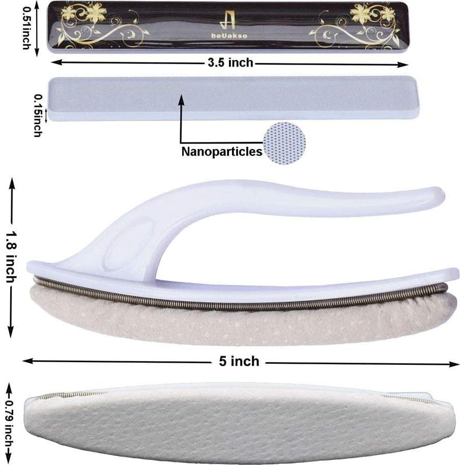 Lima de Uñas de Nano Vidrio beUakso con Estuche y Pulidor