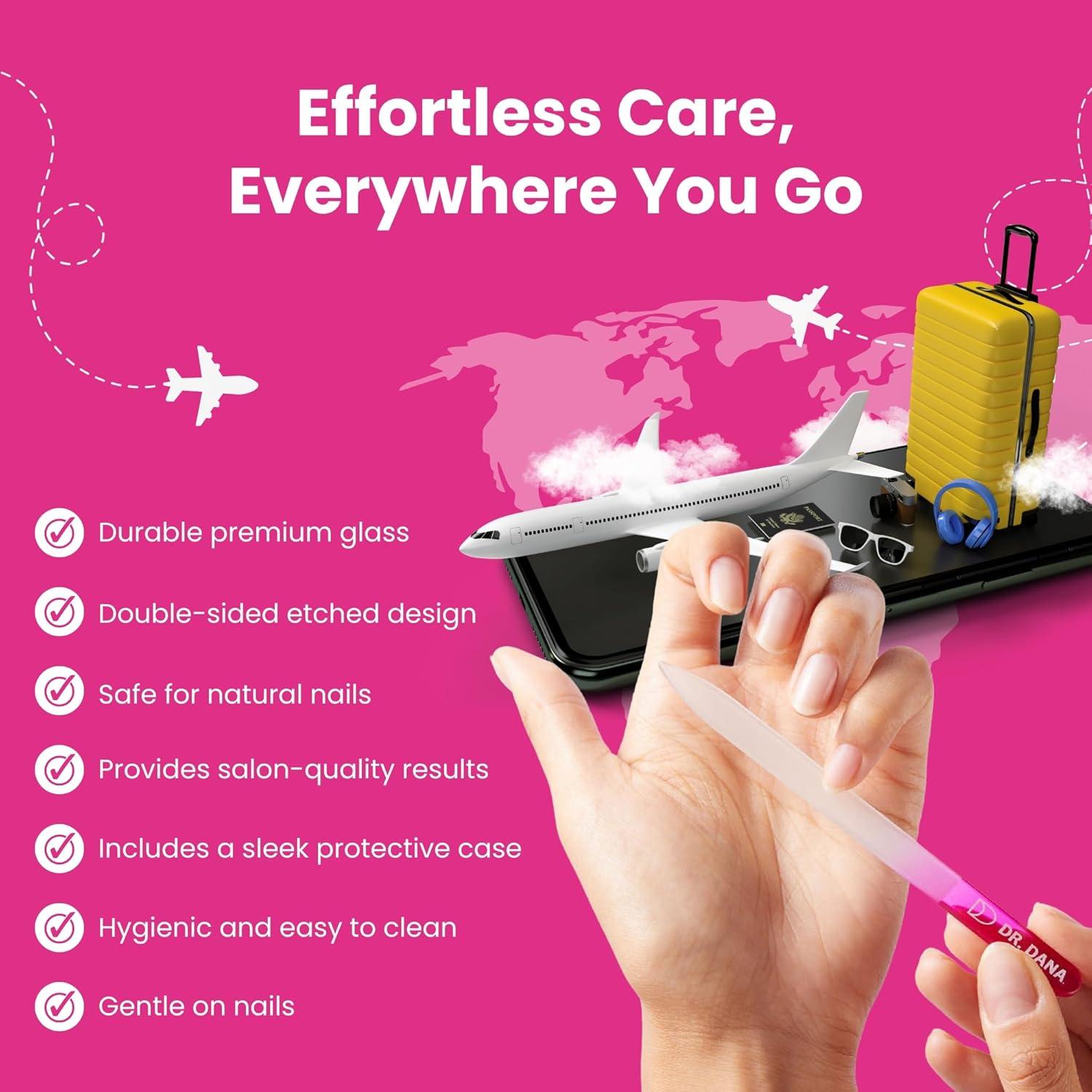 Lima de Uñas de Cristal Dr. Dana con Estuche Protector - Doble Cara