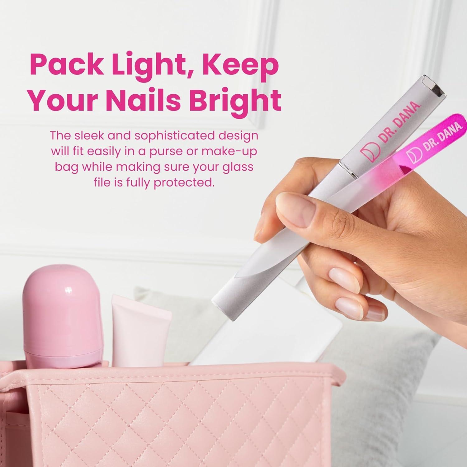 Lima de Uñas de Cristal Dr. Dana con Estuche Protector - Doble Cara