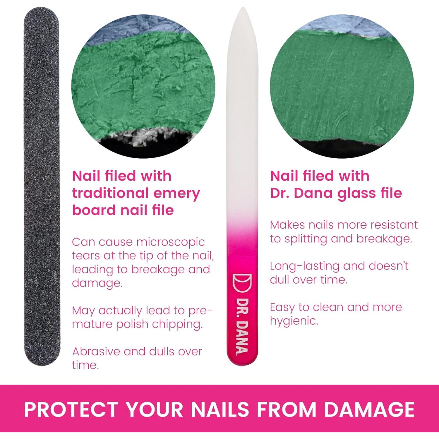 Lima de Uñas de Cristal Dr. Dana con Estuche Protector - Doble Cara