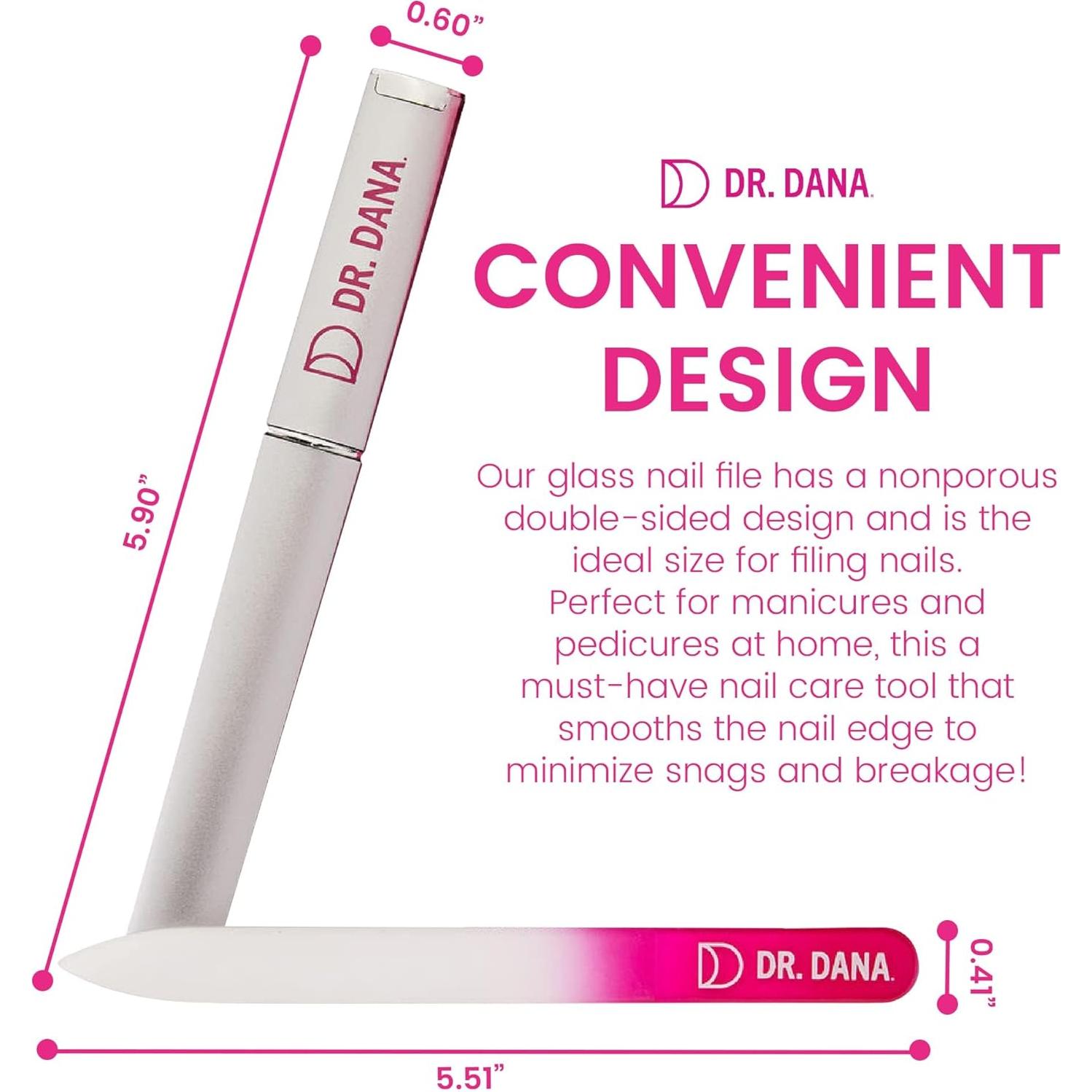 Lima de Uñas de Cristal Dr. Dana con Estuche Protector - Doble Cara