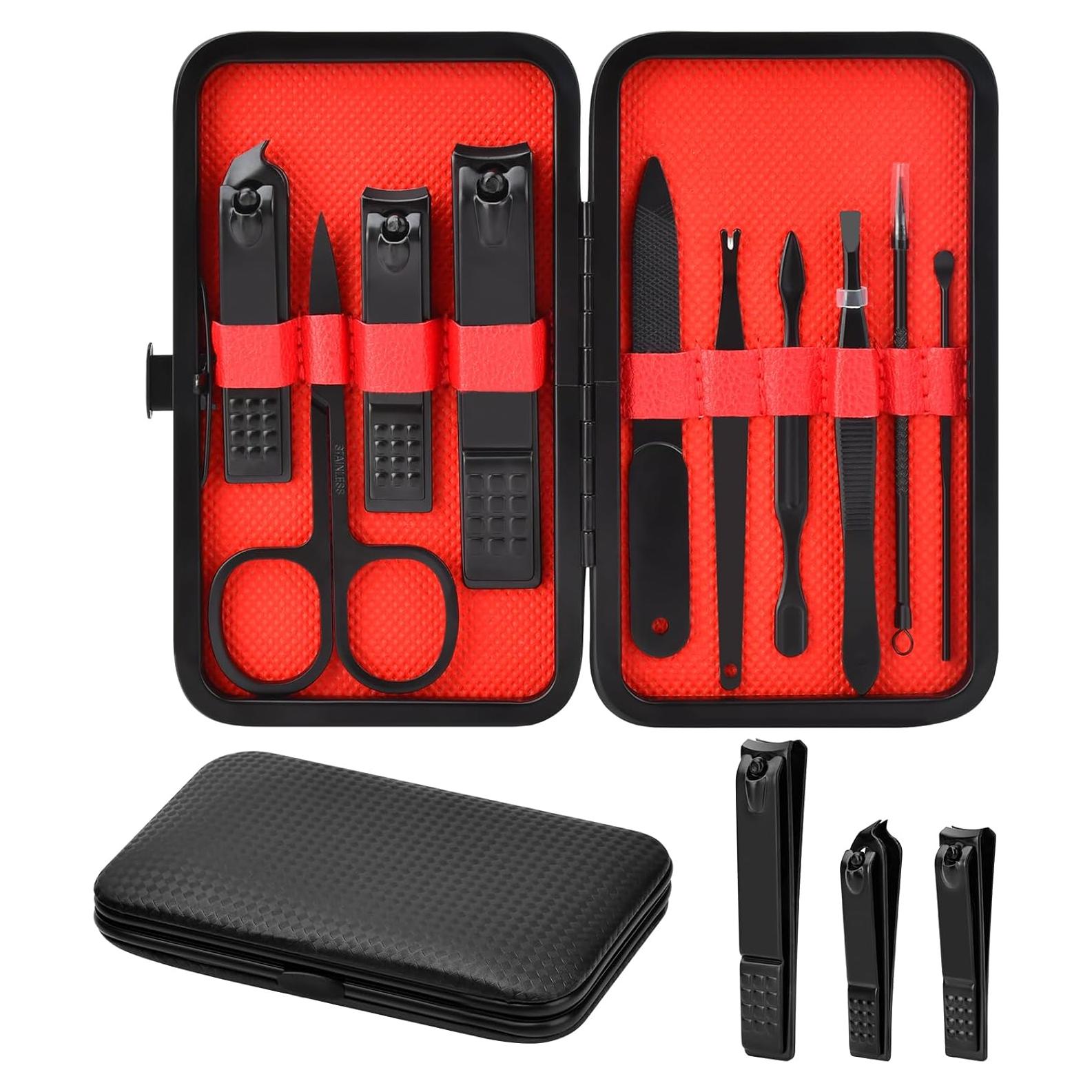 Set de Manicura Profesional Pangjiu 10 Herramientas Acero Inoxidable