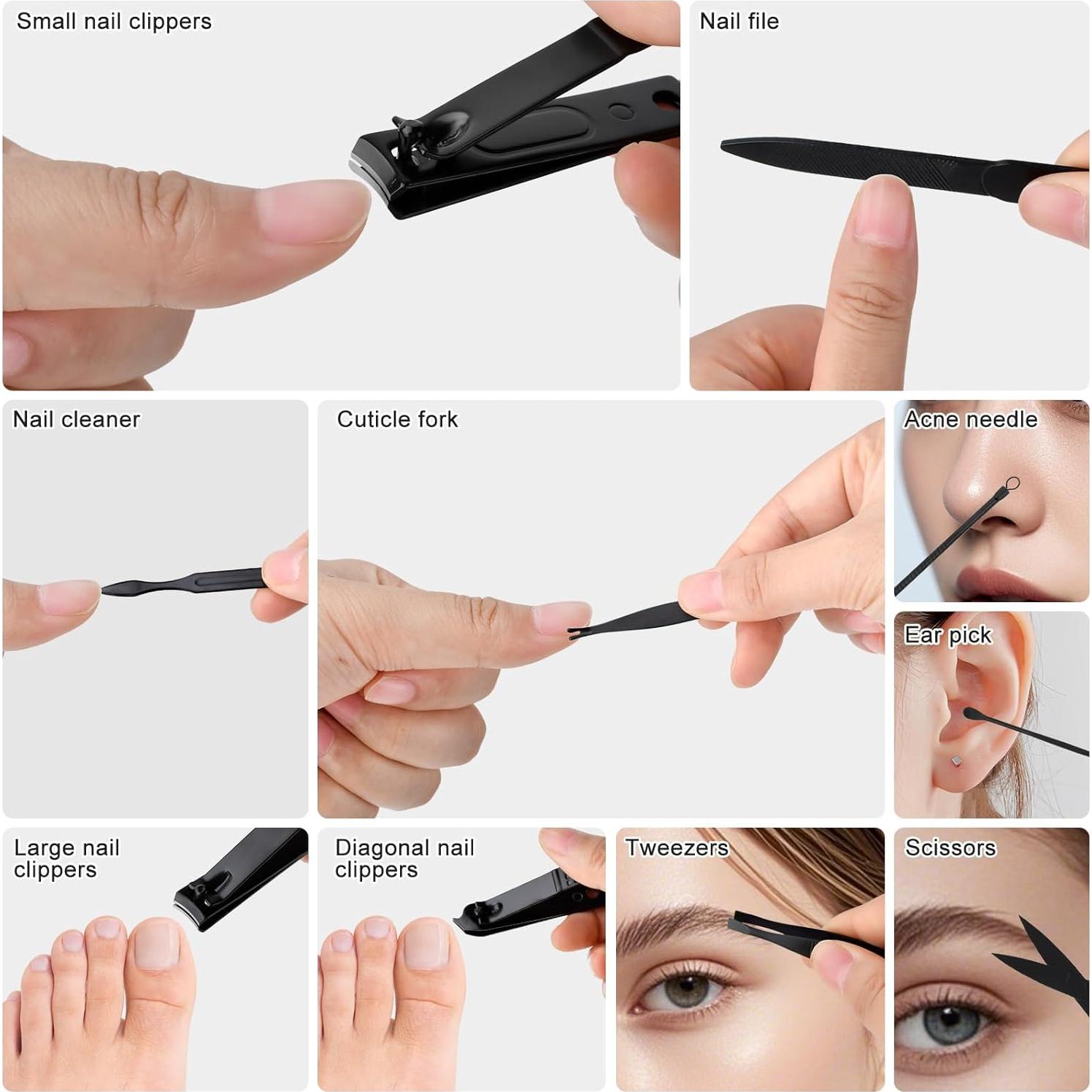 Set de Manicura Profesional Pangjiu 10 Herramientas Acero Inoxidable