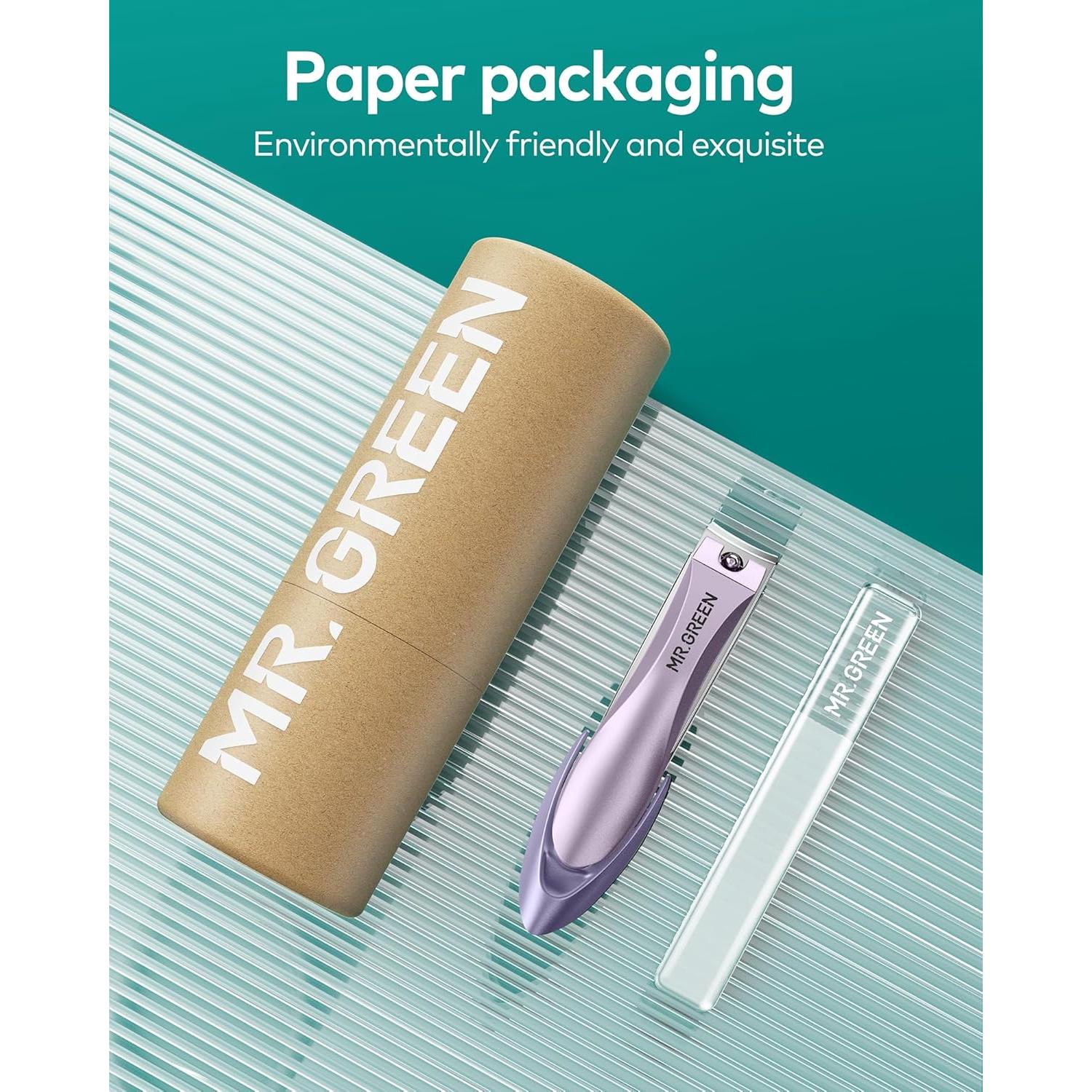 Cortauñas MR.GREEN Profesional Acero Inoxidable con Lima Púrpura