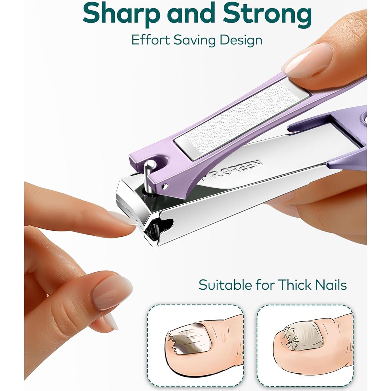 Cortauñas MR.GREEN Profesional Acero Inoxidable con Lima Púrpura