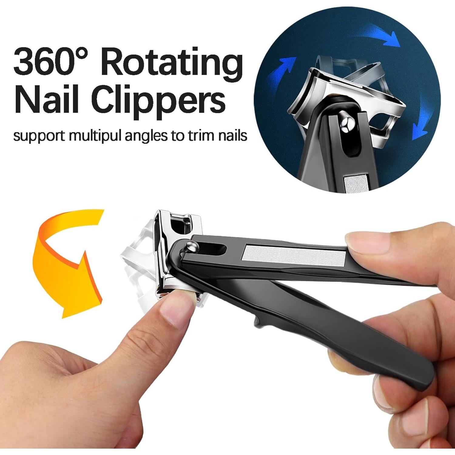 Cortauñas VOGARB 360° Mango Largo Acero Inoxidable Negro