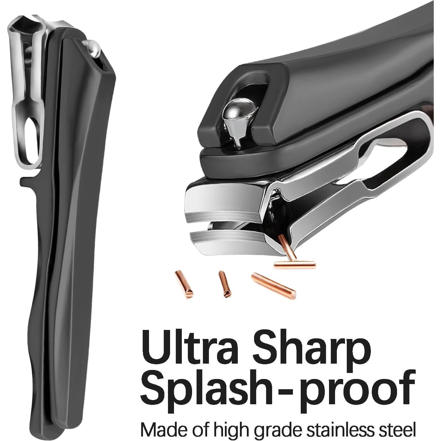 Cortauñas VOGARB 360° Mango Largo Acero Inoxidable Negro