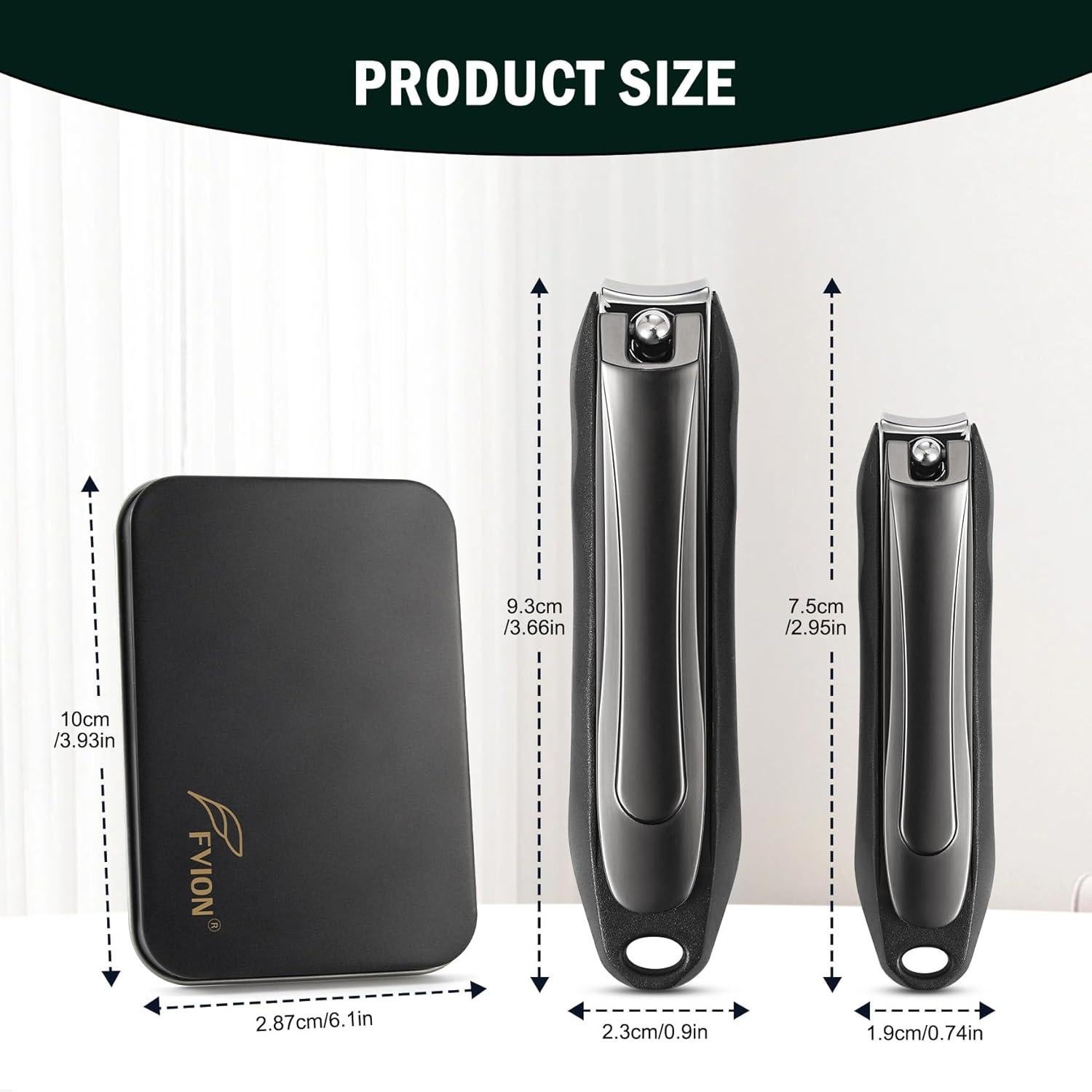 Cortauñas Grande FVION con Recogedor - Set 2 Piezas