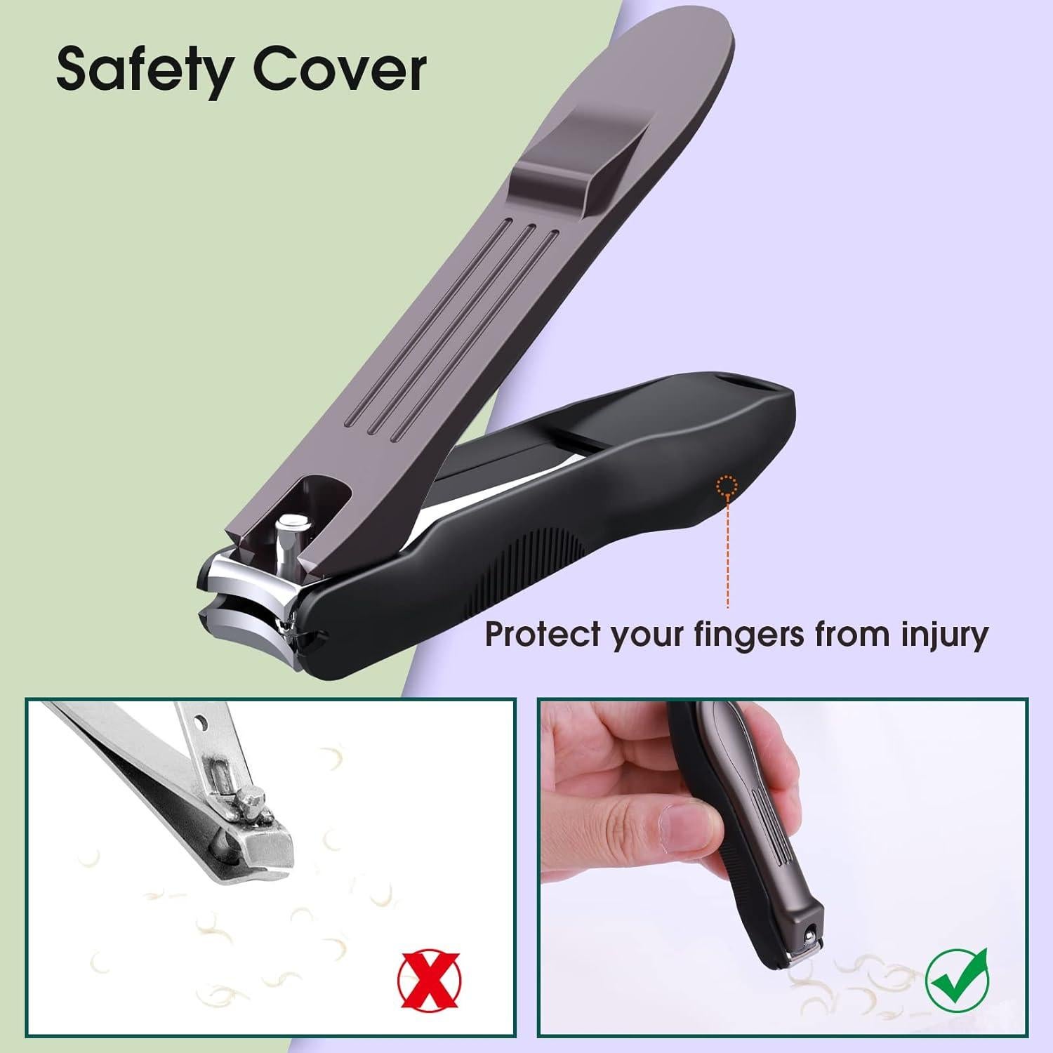 Cortauñas GLAMFIELDS 3 en 1 con Recolector y Lima - Negro