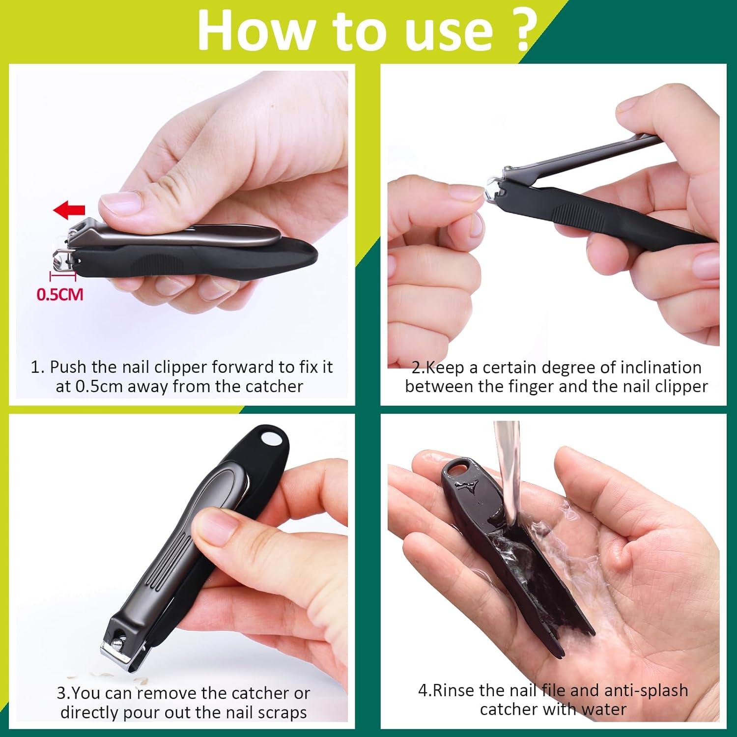 Cortauñas GLAMFIELDS 3 en 1 con Recolector y Lima - Negro