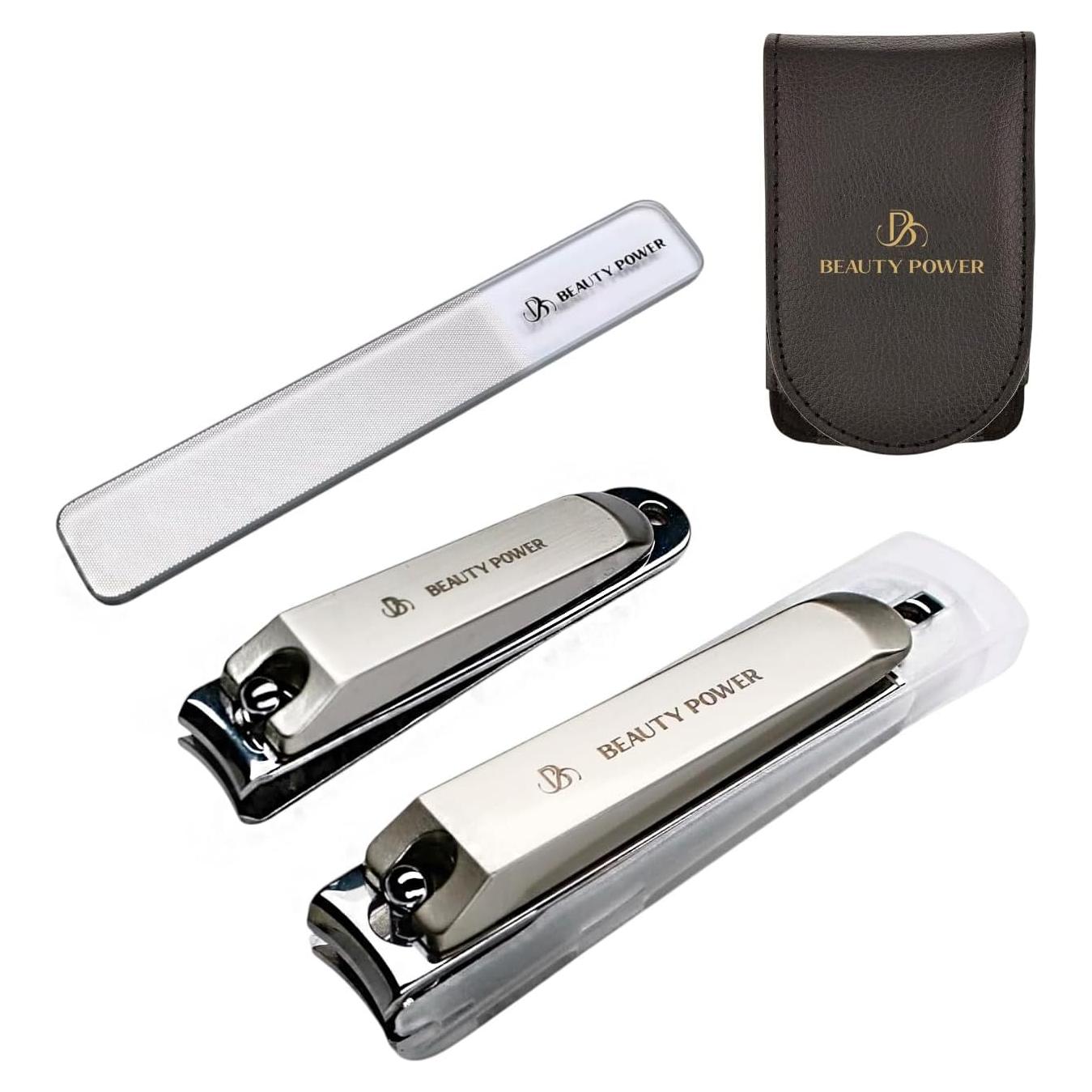 Juego de Cortauñas 3 en 1 Beauty Power - Acero Inoxidable, Estuche Negro