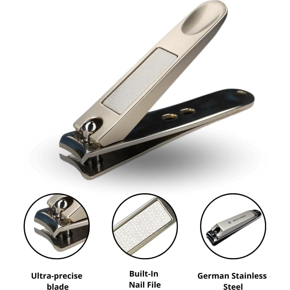 Juego de Cortauñas 3 en 1 Beauty Power - Acero Inoxidable, Estuche Negro