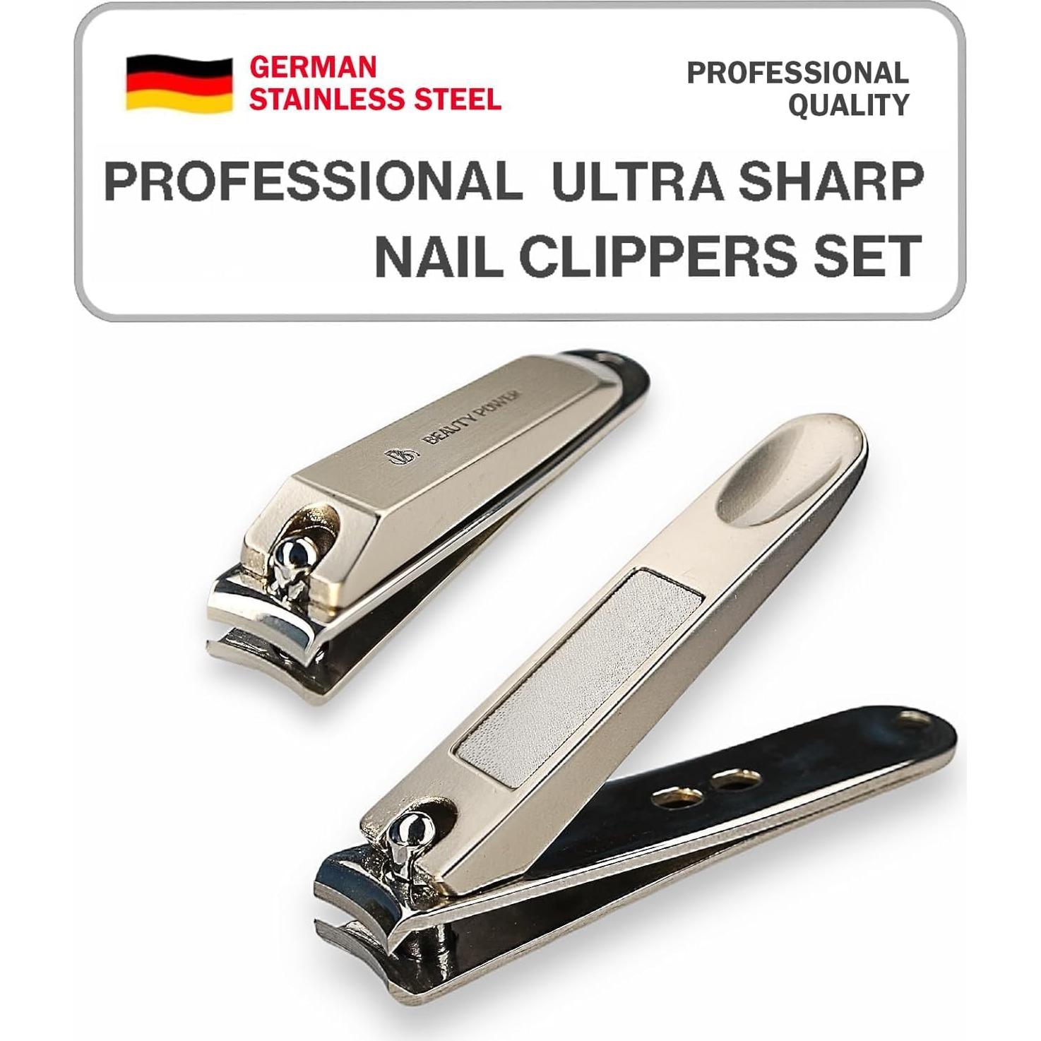 Juego de Cortauñas 3 en 1 Beauty Power - Acero Inoxidable, Estuche Negro