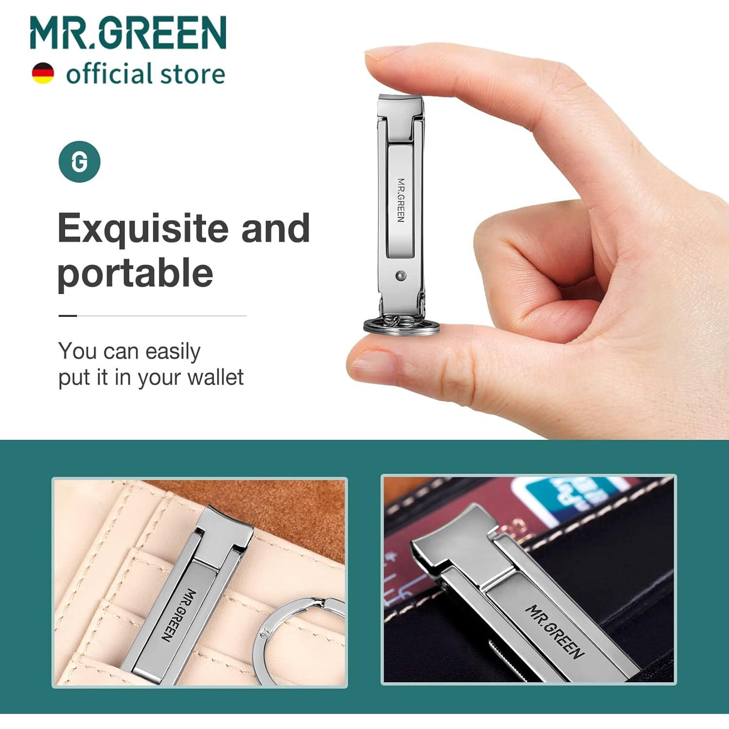 Cortauñas Plegable MR.GREEN de Acero Inoxidable con Lima