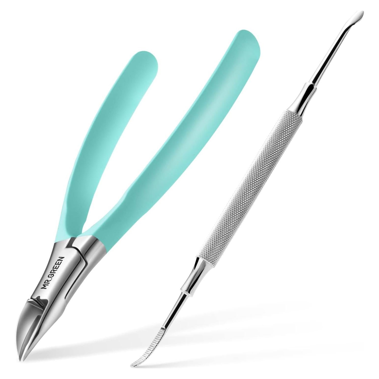 Cortauñas MR.GREEN Acero Inoxidable Verde + Removedor