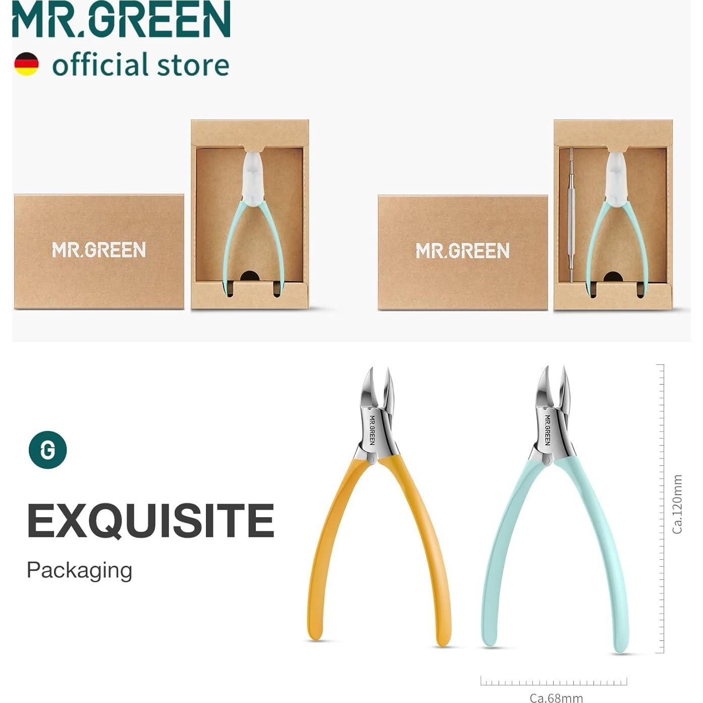 Cortauñas MR.GREEN Acero Inoxidable Verde + Removedor