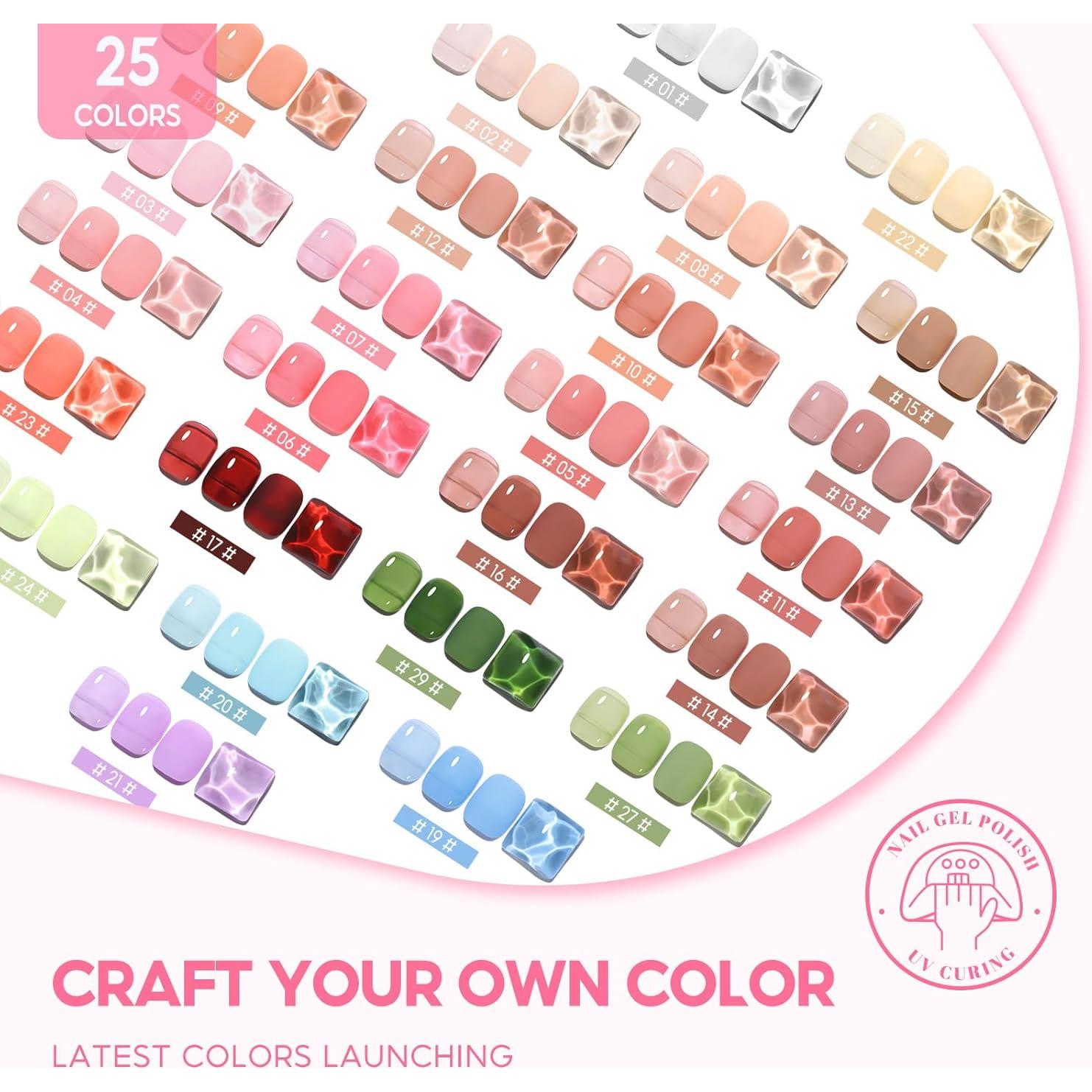 COSCELIA Kit de Esmalte de Gel Jelly 25 Colores para Manicura