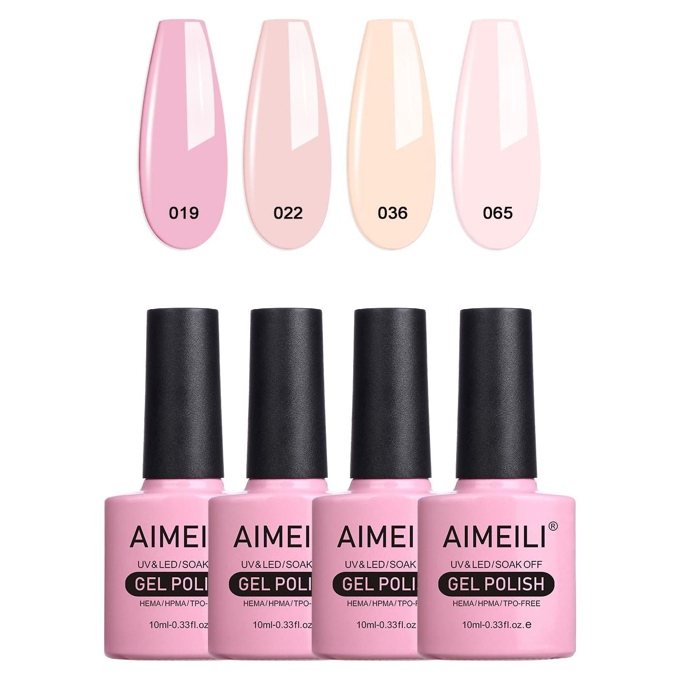 Esmalte de Uñas Gel AIMEILI Set 4pcs 10ml Sin HEMA Rosa Claro