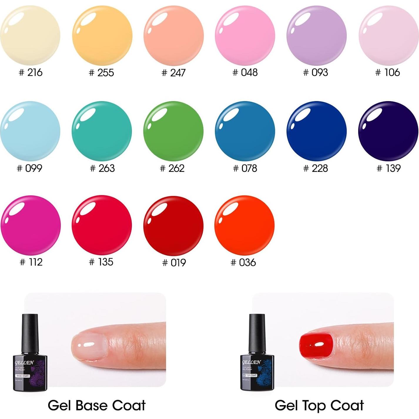 Kit de Esmalte de Uñas en Gel Gellen 16 Colores 6ml