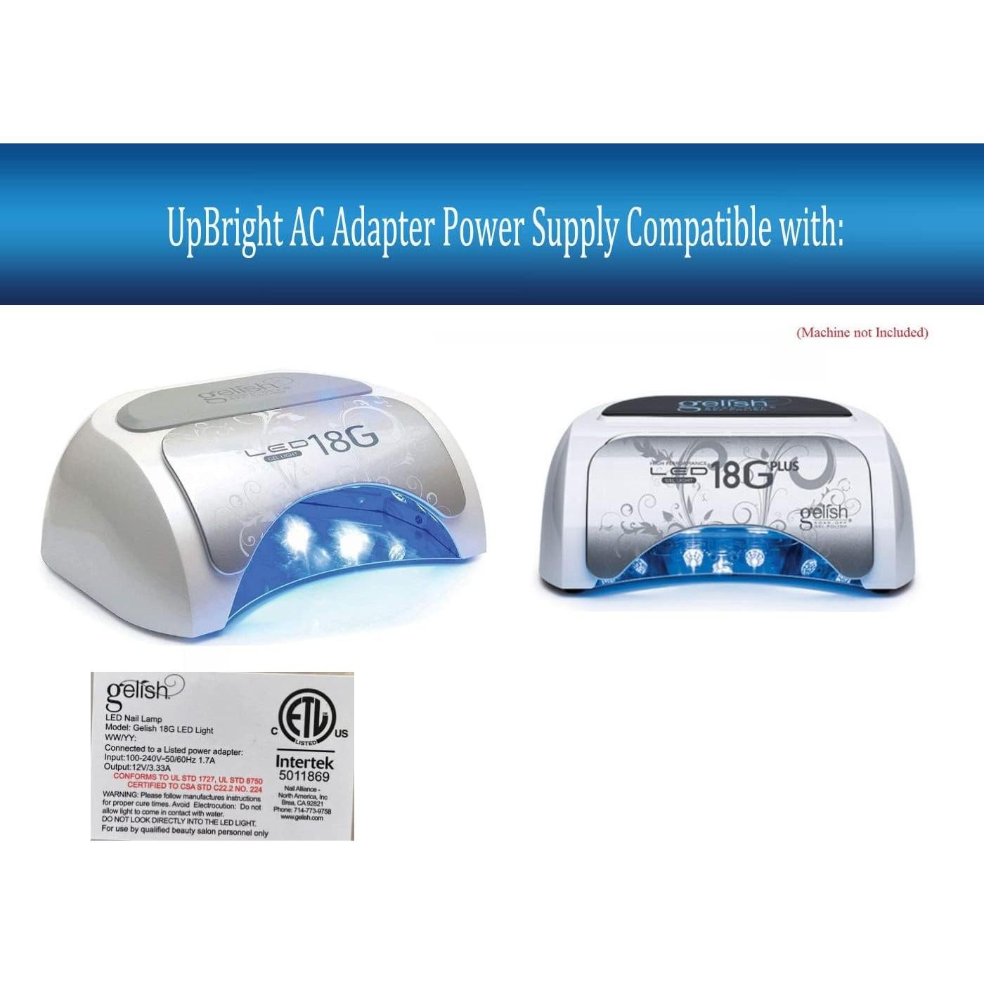 Adaptador AC/DC 12V UpBright para Lámpara Gelish 18G 36W