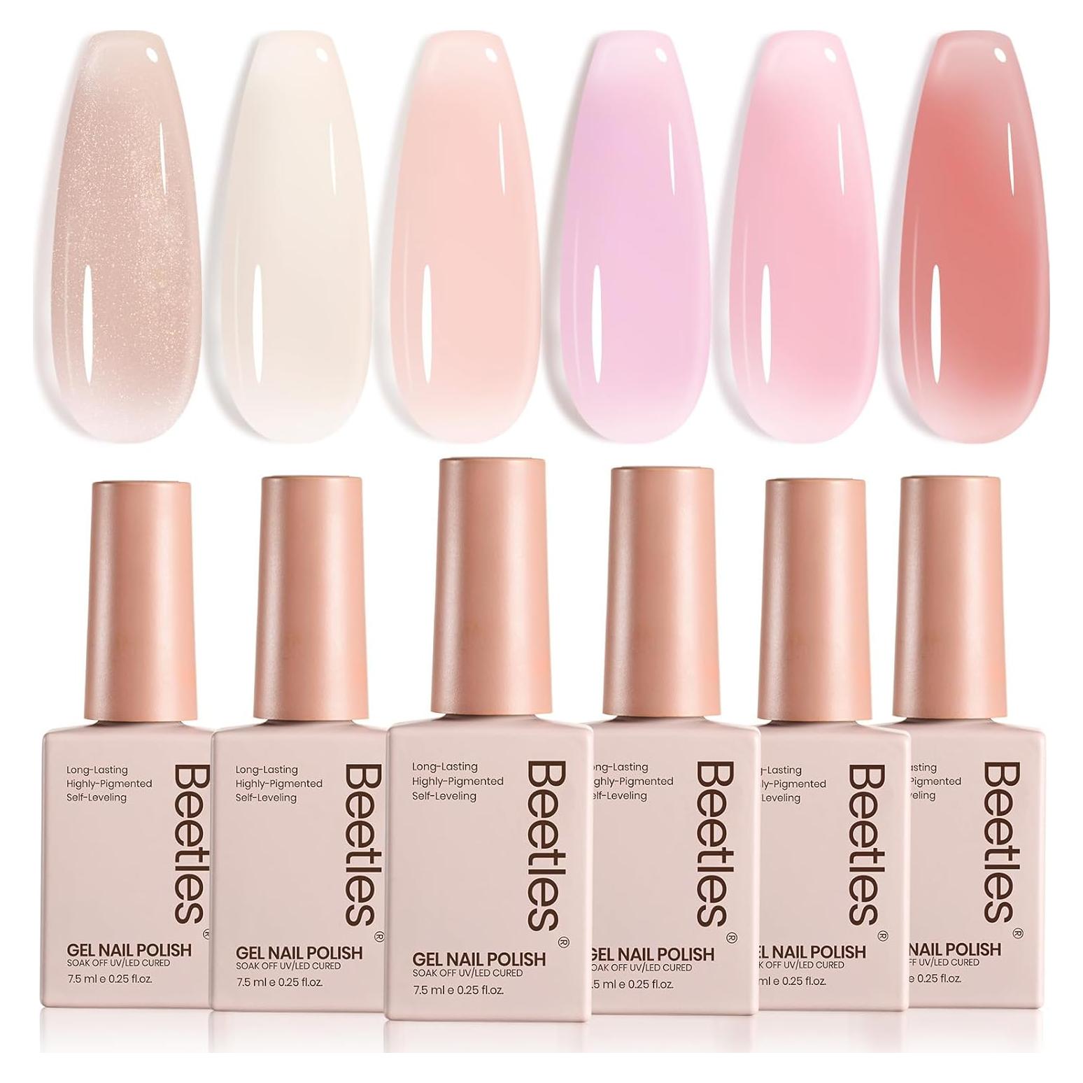 Set de Esmalte de Uñas Gel Nude Beetles - 6 Colores Brillo