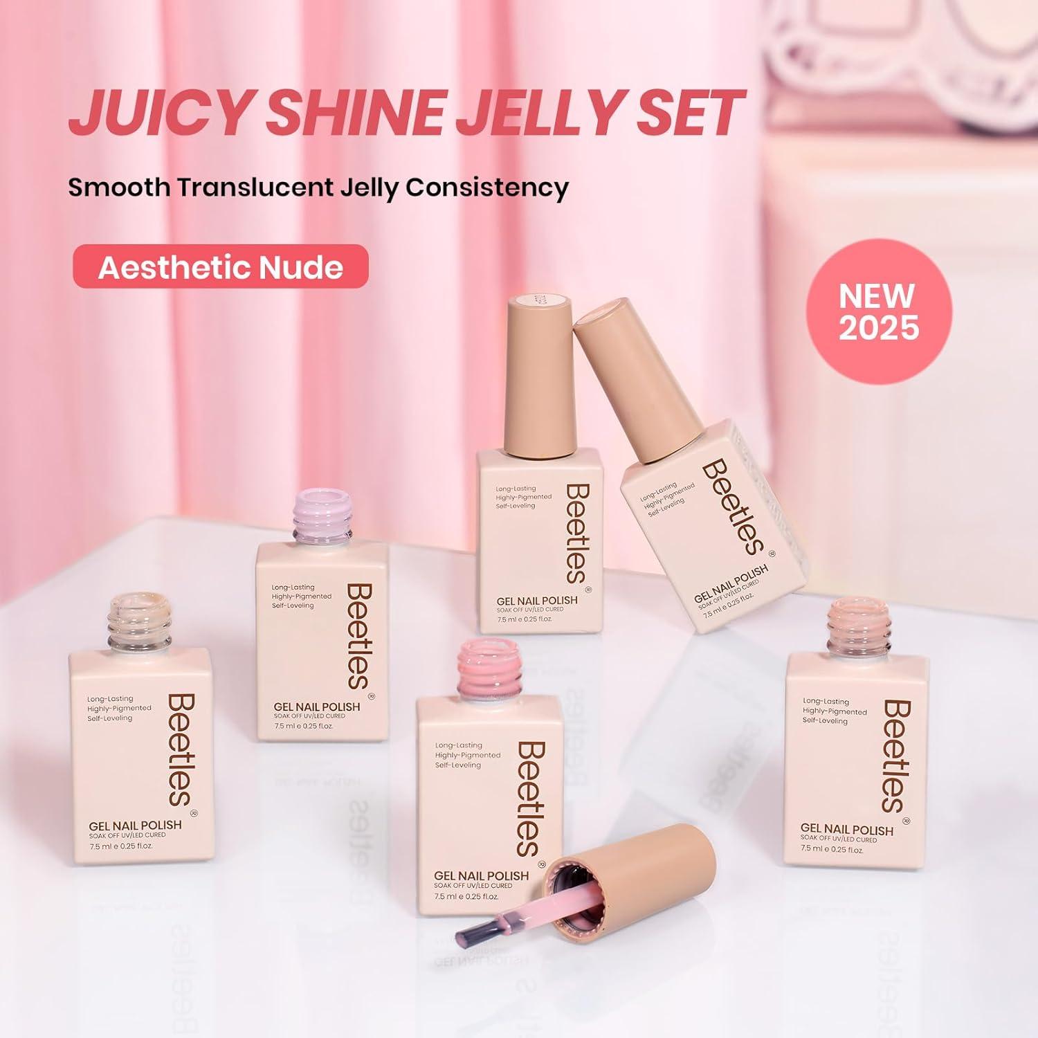 Set de Esmalte de Uñas Gel Nude Beetles - 6 Colores Brillo