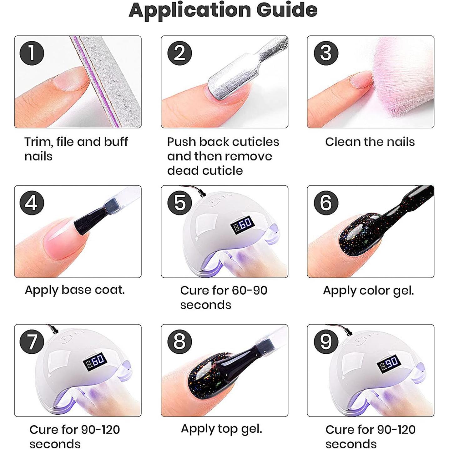 Esmalte de Uñas Gel Negro Brillante RARJSM 15ml Duradero