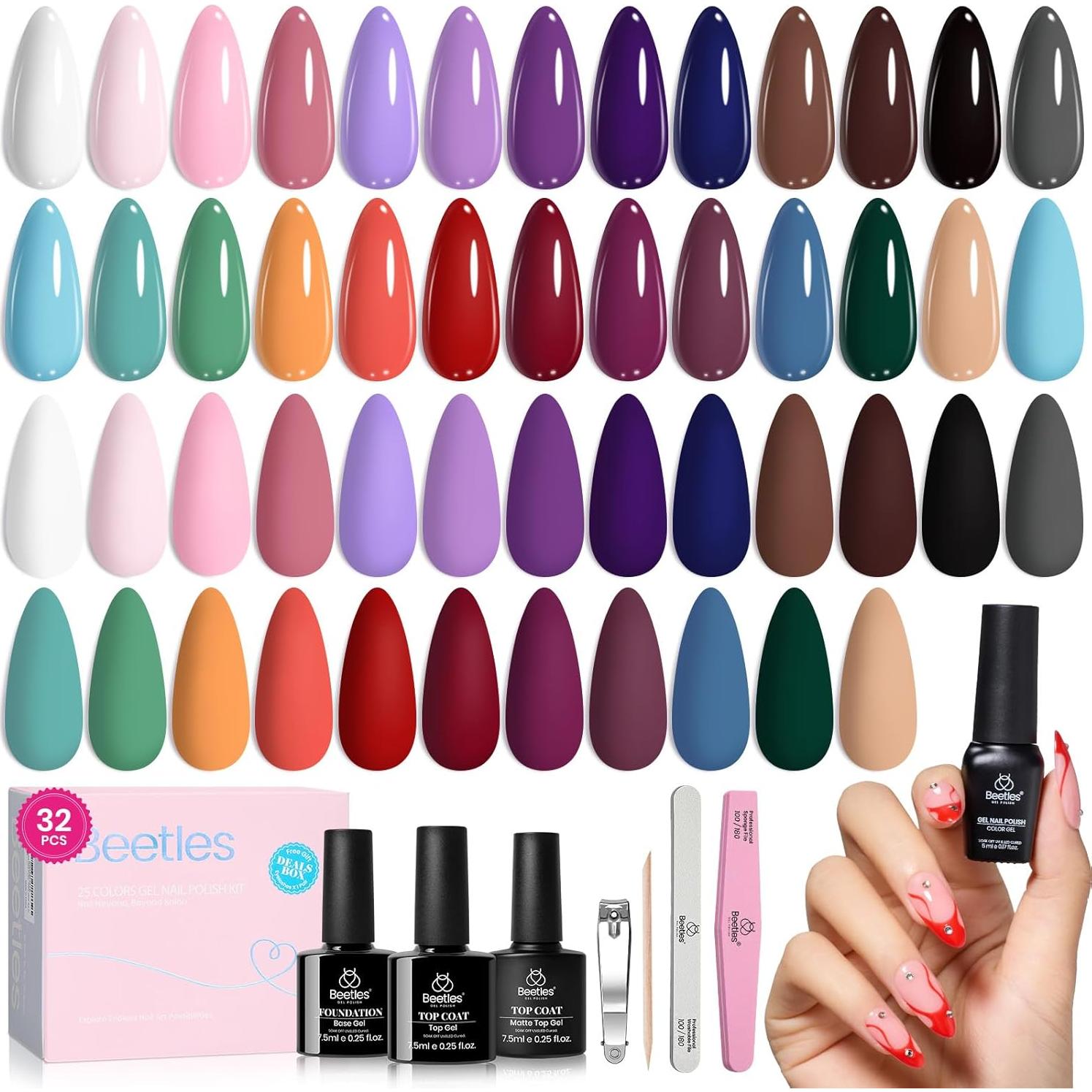 Set de Esmalte de Uñas en Gel Beetles 25 Colores 5ml