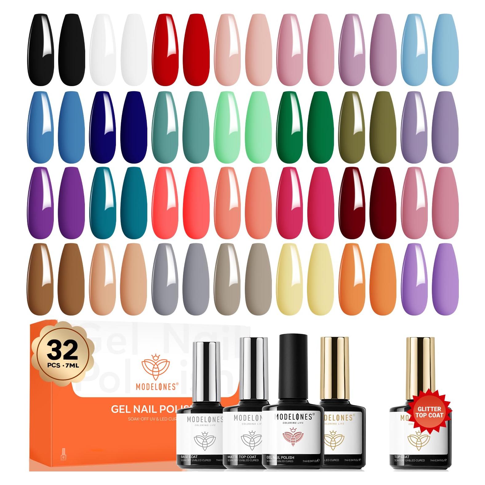 Set de Esmalte de Uñas en Gel Modelones 32 PCS 28 Colores