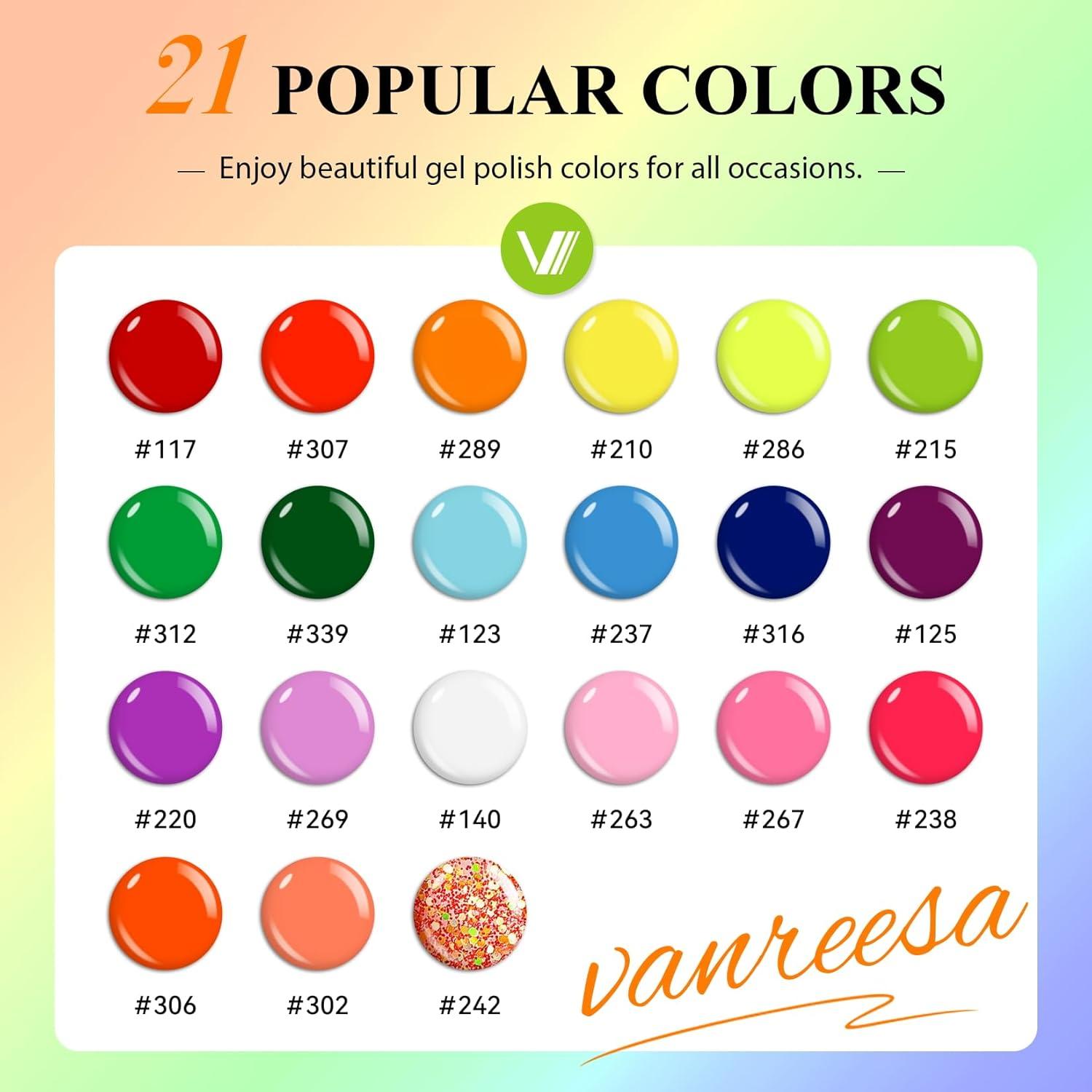 Set de Esmalte de Uñas en Gel VANREESA 24 Piezas 21 Colores
