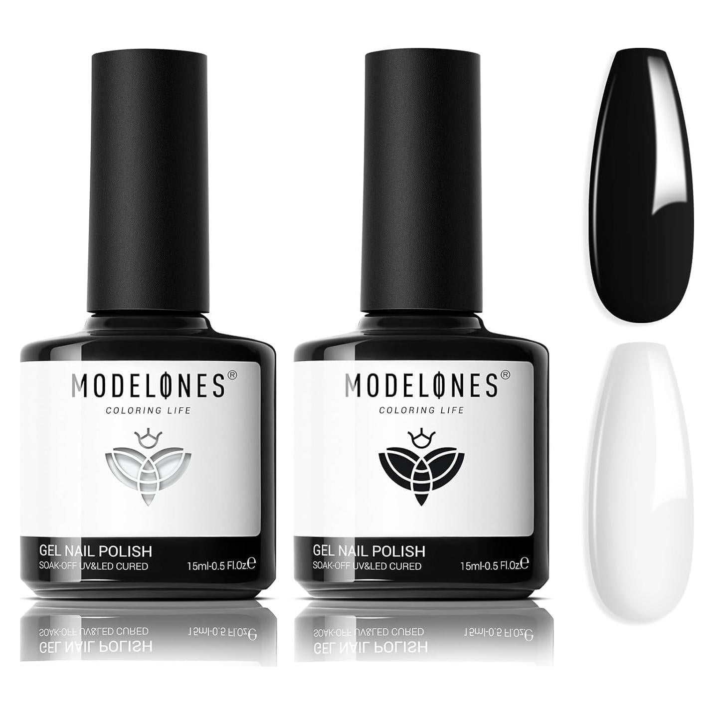 Kit de Esmalte de Uñas en Gel Modelones 15ml Negro y Blanco