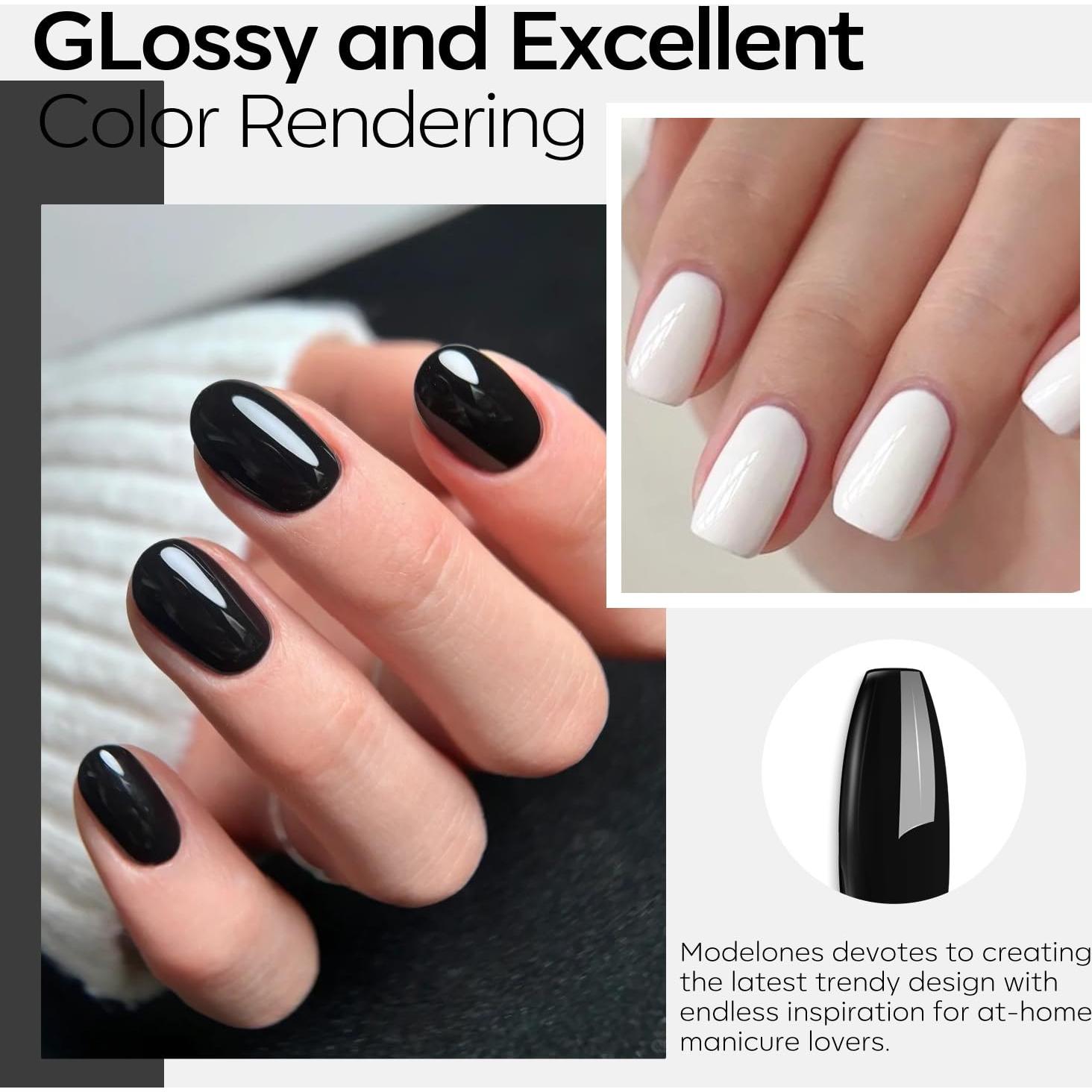 Kit de Esmalte de Uñas en Gel Modelones 15ml Negro y Blanco