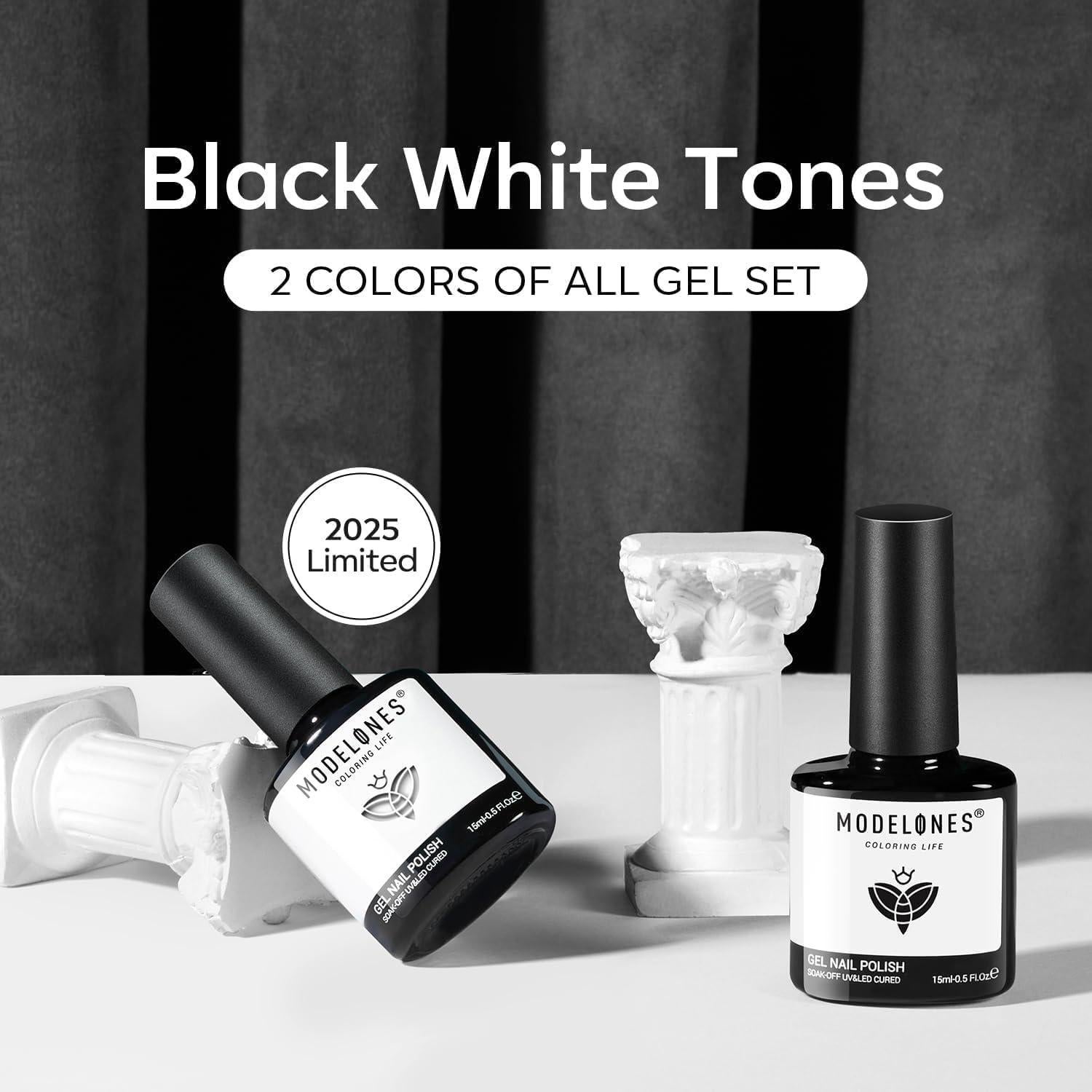 Kit de Esmalte de Uñas en Gel Modelones 15ml Negro y Blanco